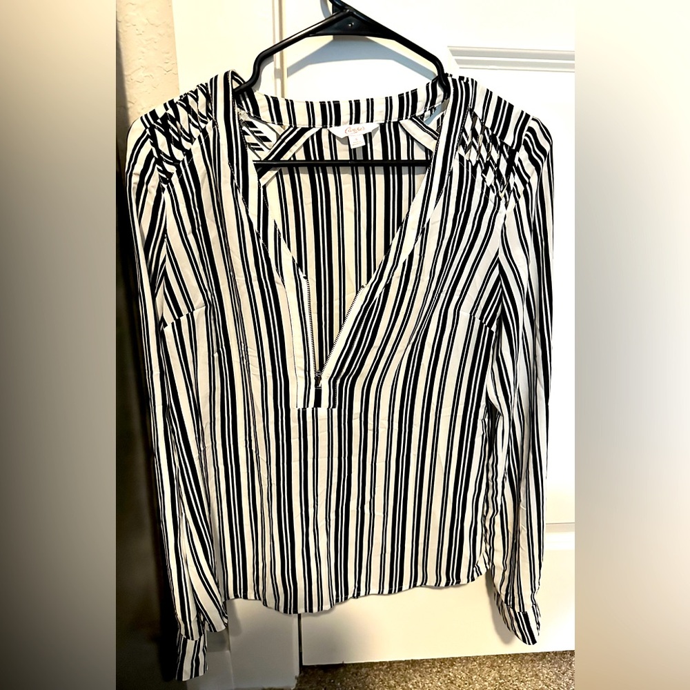Candie’s Black and White Striped Blouse